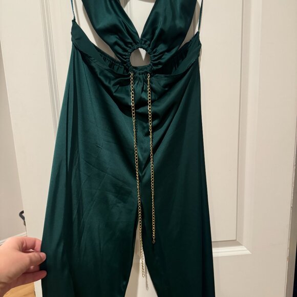 12th Tribe Audrey Emerald Satin Jumpsuit - medium - Picture 10 of 12